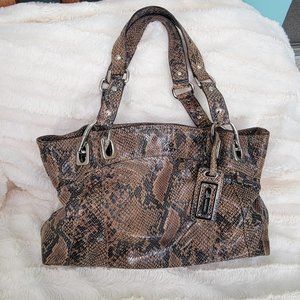 B. Makowsky Women's Brown Leather Snakeskin Shoulder Bag